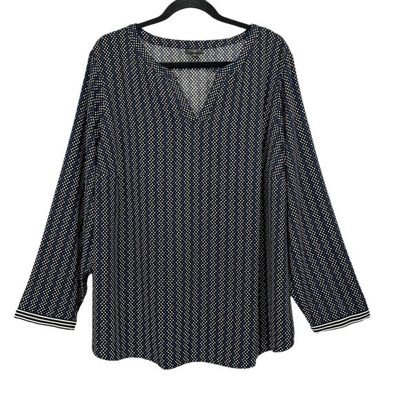Talbots Tops - Talbots Women's‎ PolkaDot Long Sleeve Split Neck Popover Chiffon Blouse Size 2X
